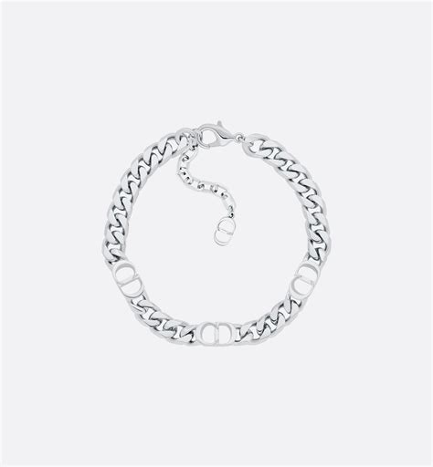 CD Icon Thin Chain Link Bracelet Silver 